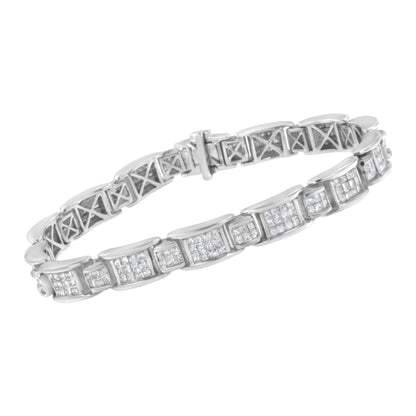 14K White Gold 5.0 Cttw Princess-Cut Diamond Tennis Bracelet 7" - Luxury Jewelry