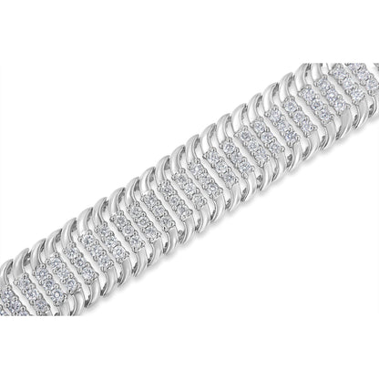 14K White Gold 5.0 Cttw Round Diamond S Wave Tennis Bracelet - Luxury Jewelry