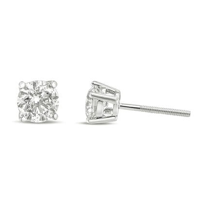 14K Gold 1.0 Carat Round Brilliant Cut Lab Grown Diamond Solitaire Stud Earrings