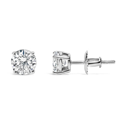 14K Gold 1.0 Carat Round Brilliant Cut Lab Grown Diamond Solitaire Stud Earrings