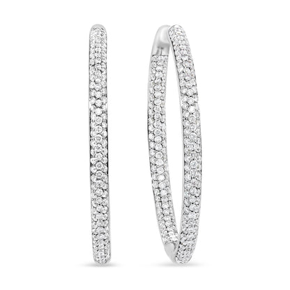 18K White Gold 2.00 Cttw Round-Cut Diamond Hoop Earrings - Luxury Jewelry