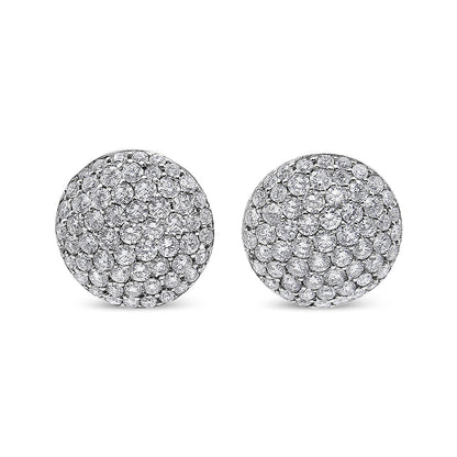 18K White Gold 3.5 Cttw Diamond Cluster Disc Stud Earrings