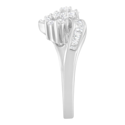 14K White Gold Round & Baguette Diamond Bypass Ring (1/2 Cttw, H-I, I1-I2)