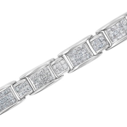 14K White Gold 5.0 Cttw Princess-Cut Diamond Tennis Bracelet 7" - Luxury Jewelry