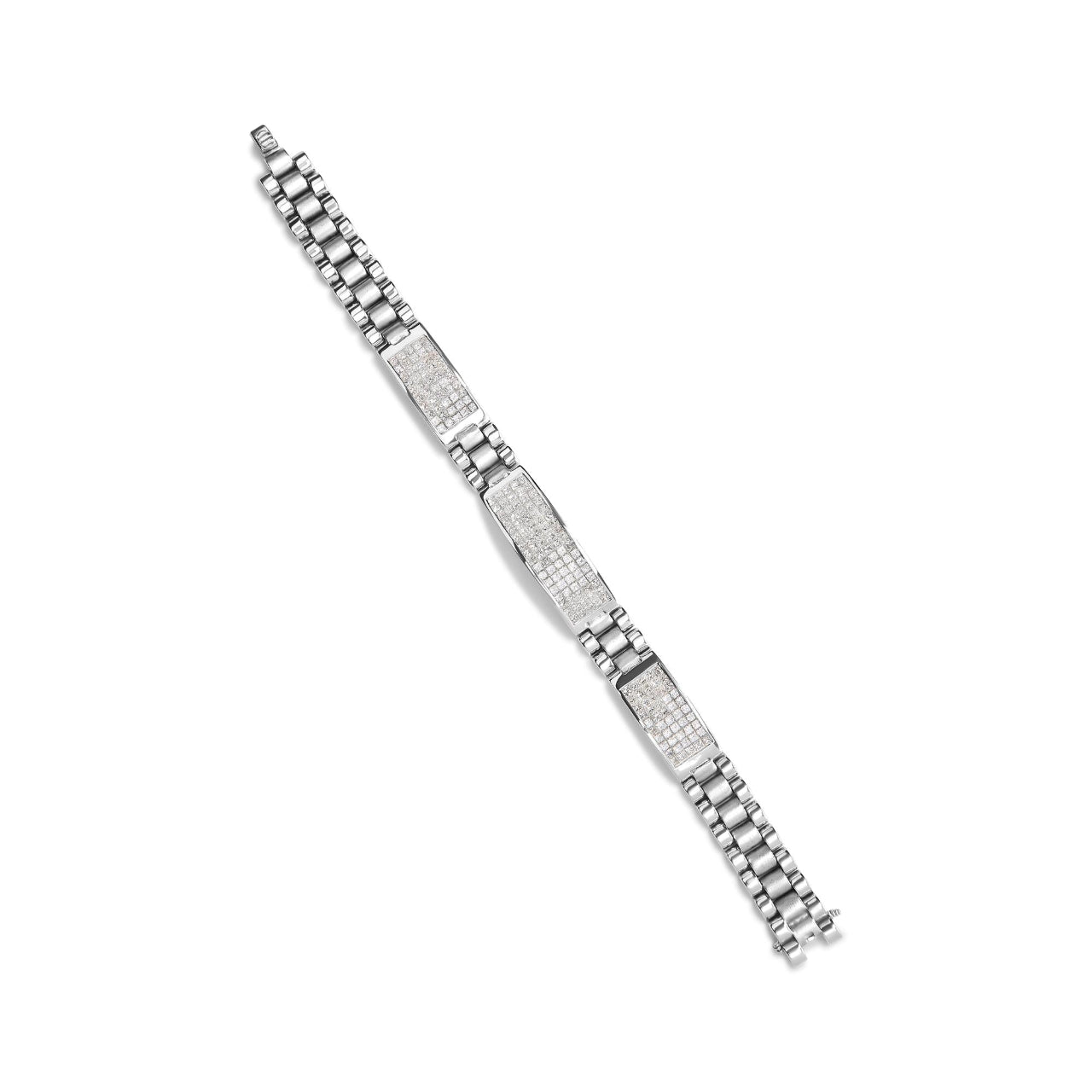 14K White Gold Men's Princess Diamond Invisible Set Tennis Bracelet - Luxury Jewelry