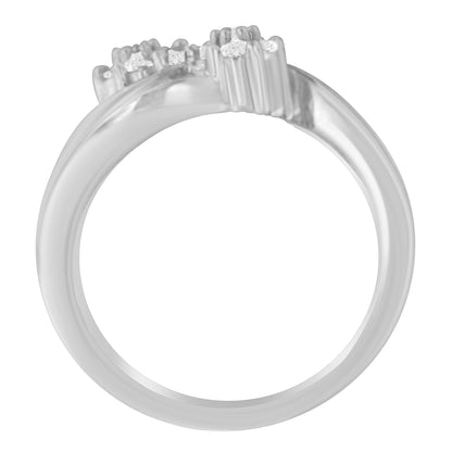 14K White Gold Round & Baguette Diamond Bypass Ring (1/2 Cttw, H-I, I1-I2)