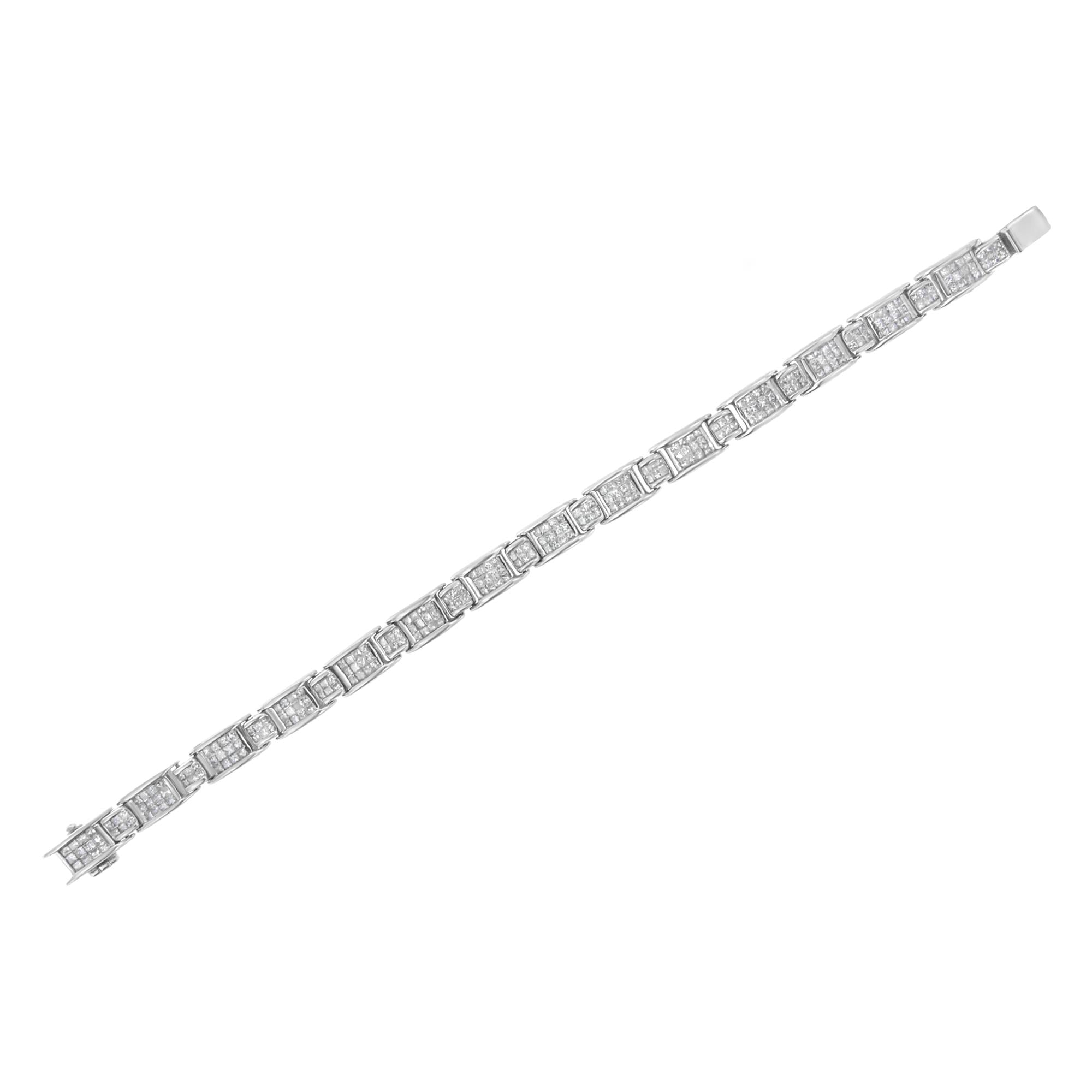 14K White Gold Princess-Cut Diamond Tennis Bracelet - Luxury Jewelry