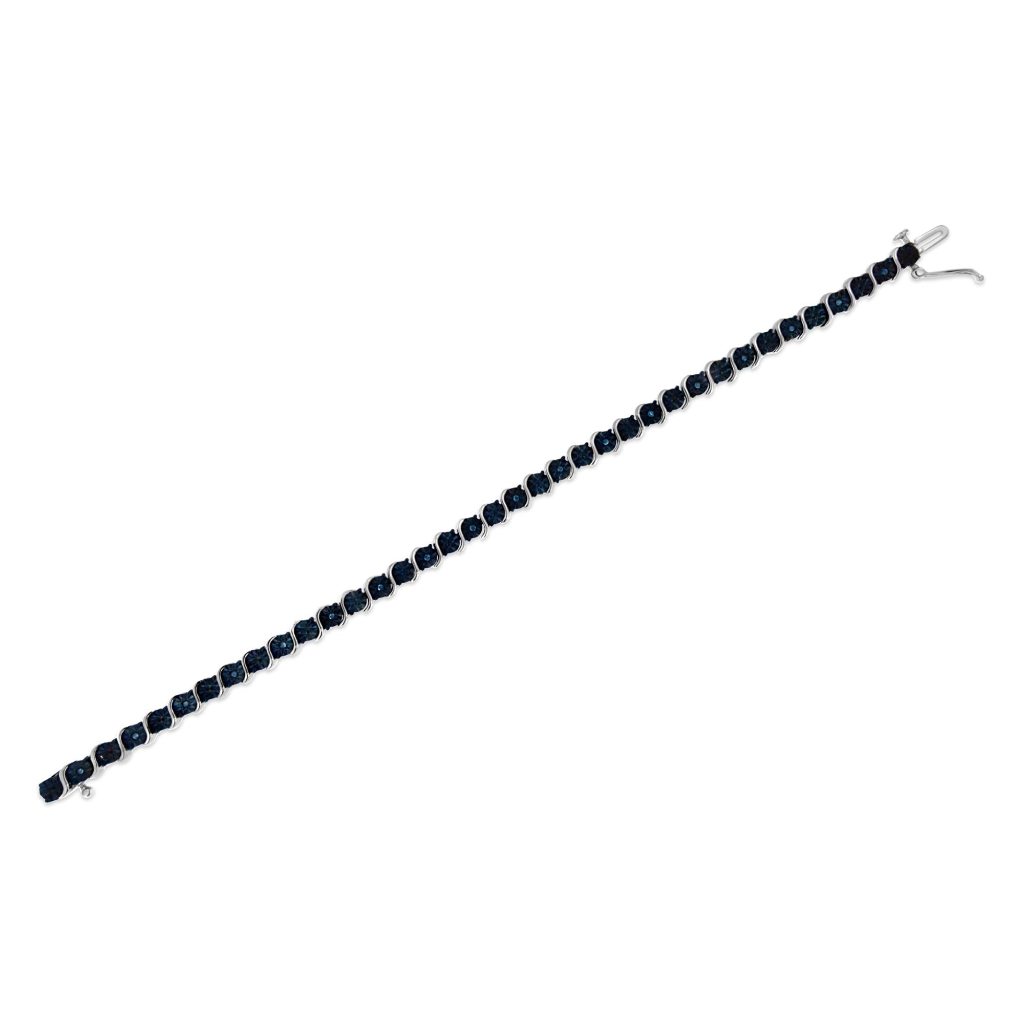 Sterling Silver Blue Diamond Miracle Set 'S' Link Bracelet - Luxury Jewelry