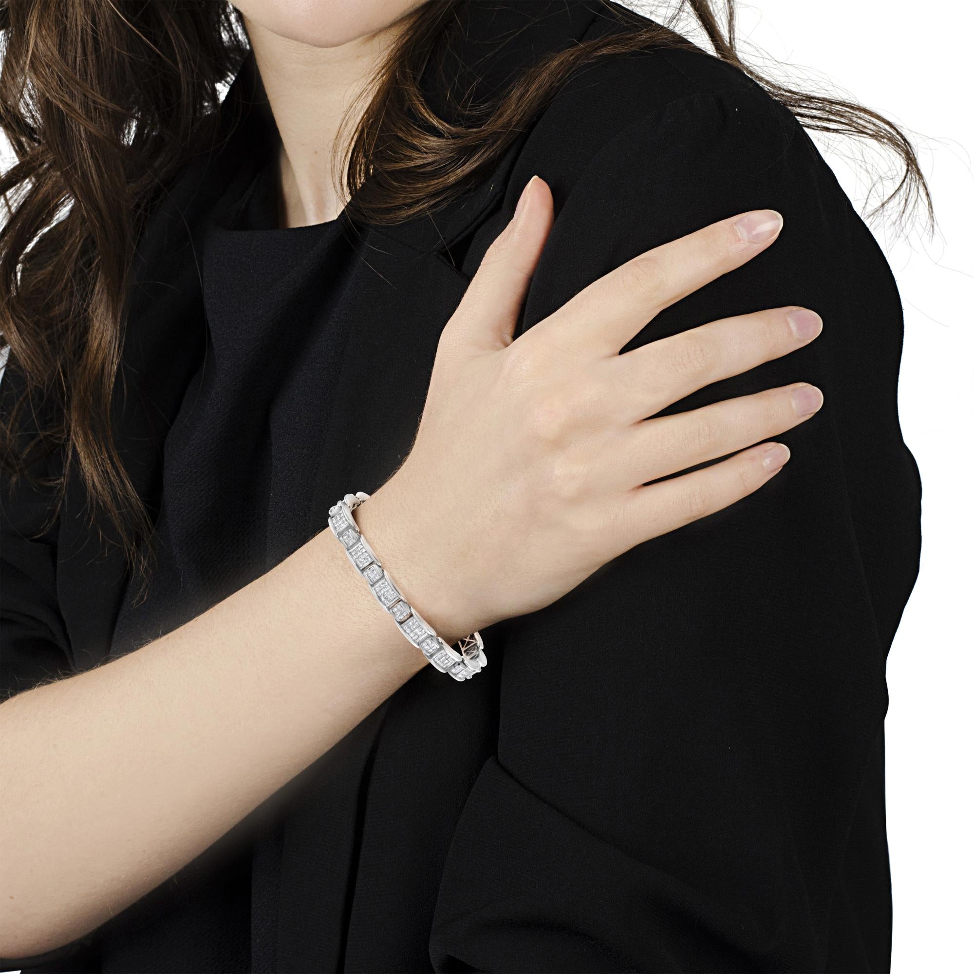 14K White Gold Princess-Cut Diamond Tennis Bracelet - Luxury Jewelry