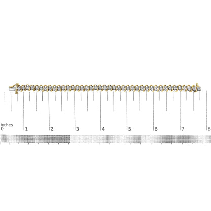 18K Yellow Gold 4.0 Cttw Round-Cut Diamond S-Link Tennis Bracelet - Luxury