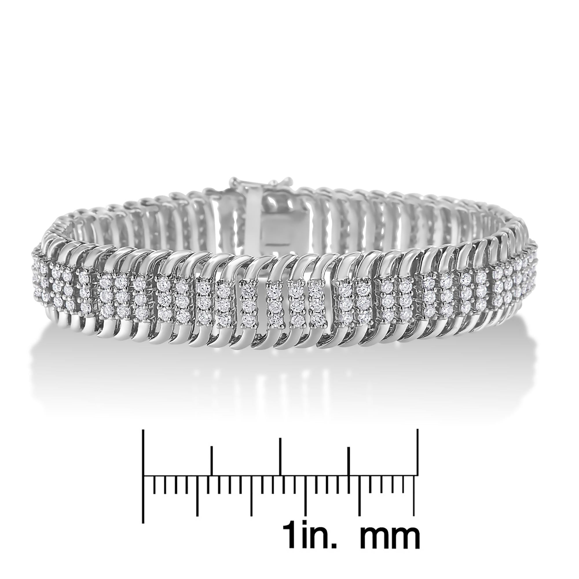 14K White Gold 5.0 Cttw Round Diamond S Wave Tennis Bracelet - Luxury Jewelry