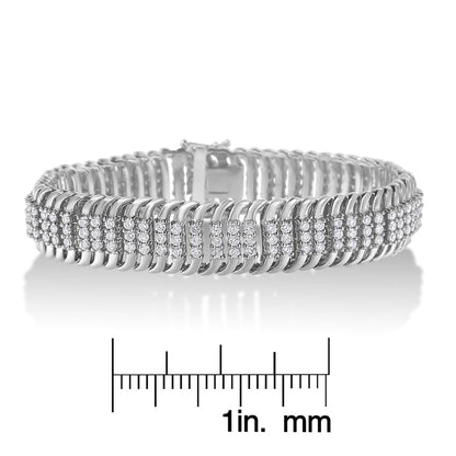 14K White Gold 5.0 Cttw Round Diamond S Wave Tennis Bracelet - Luxury Jewelry