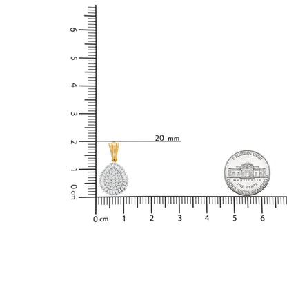 10K Gold 1/2 Cttw Round Bagutte-Cut Diamond Teardrop 18" Pendant Necklace