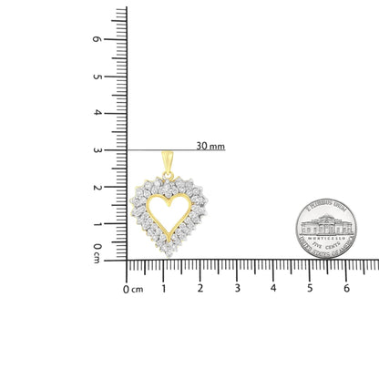 4.0 Cttw Diamond Heart Necklace – 14K Gold Plated Sterling Silver, 18
