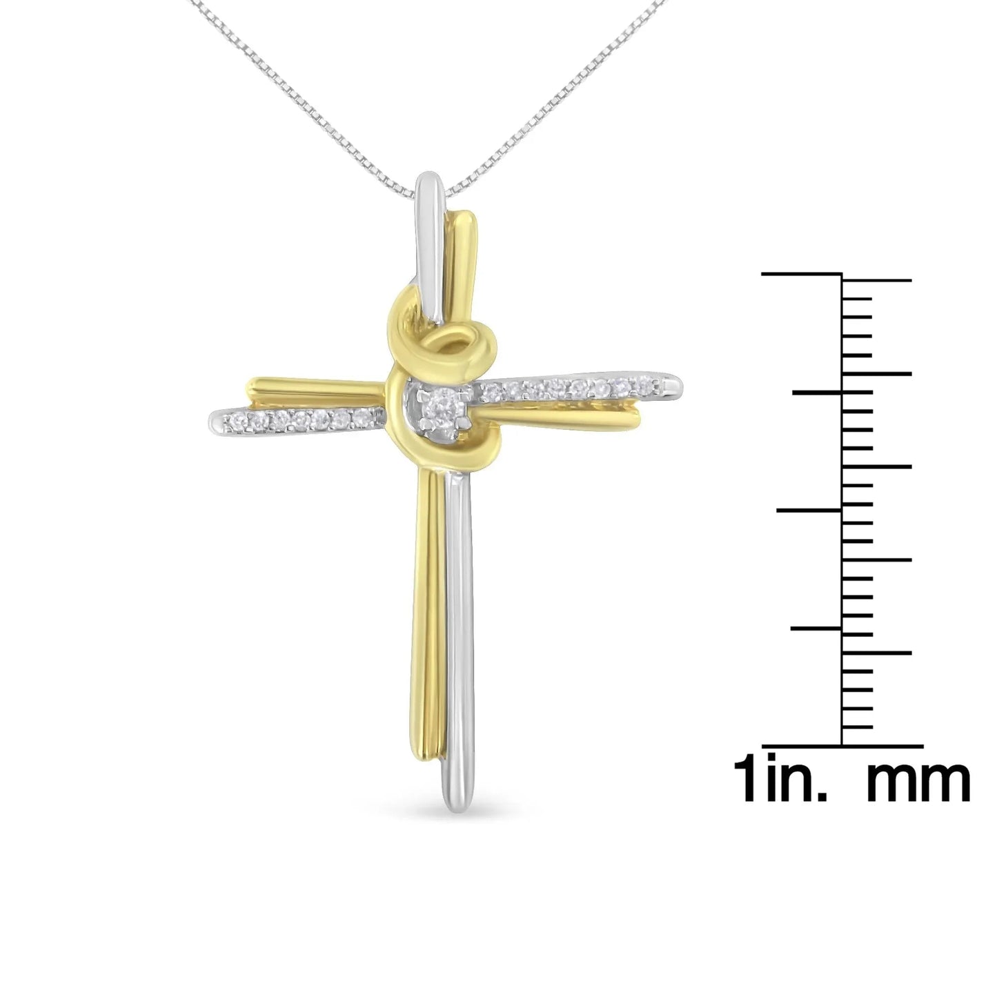 10K Two-Tone Yellow & White Gold Diamond-Accented Cross 18" Pendant Necklace