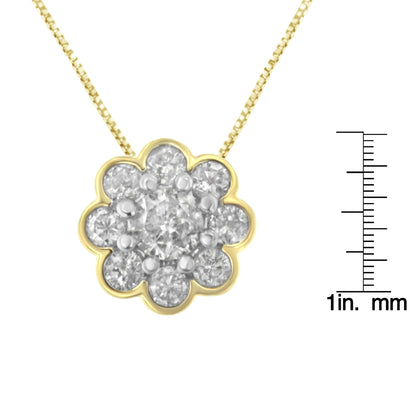 10K Gold Plated Sterling Silver 1/4 Cttw Diamond Cluster Pendant Necklace