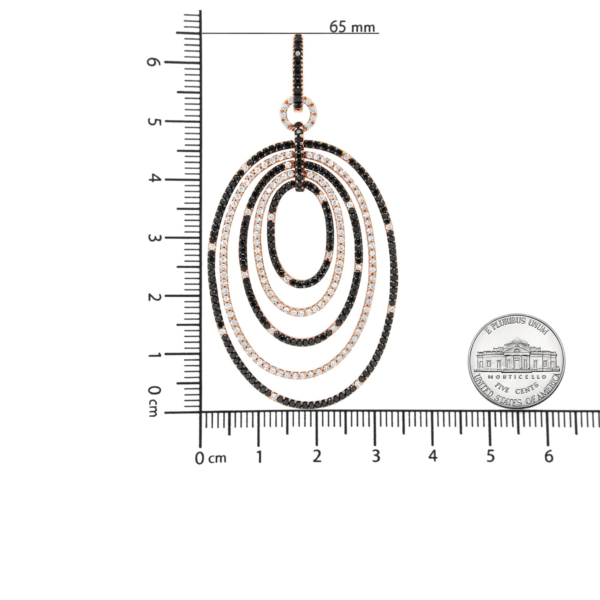 18K Rose Gold Black & White Diamond Hoop Dangle Earrings - Luxury Jewelry