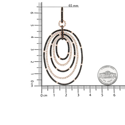18K Rose Gold 5.00 Cttw Black & White Diamond Hoop Dangle Earrings