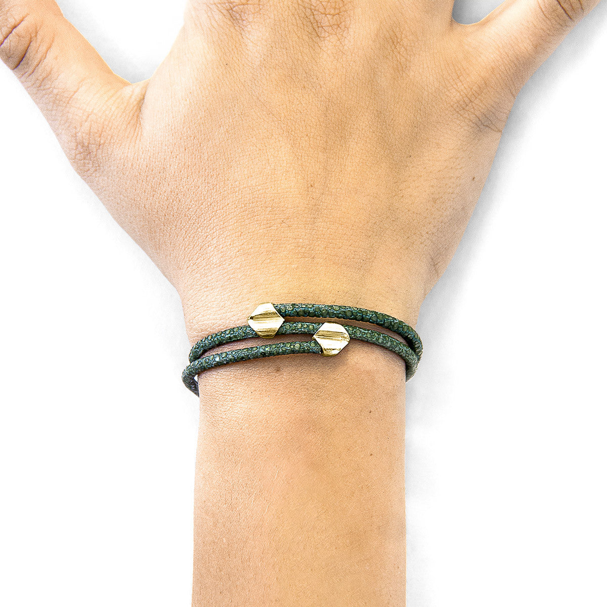 Racing Green Conway 9ct Yellow Gold and Stingray Leather Bracelet