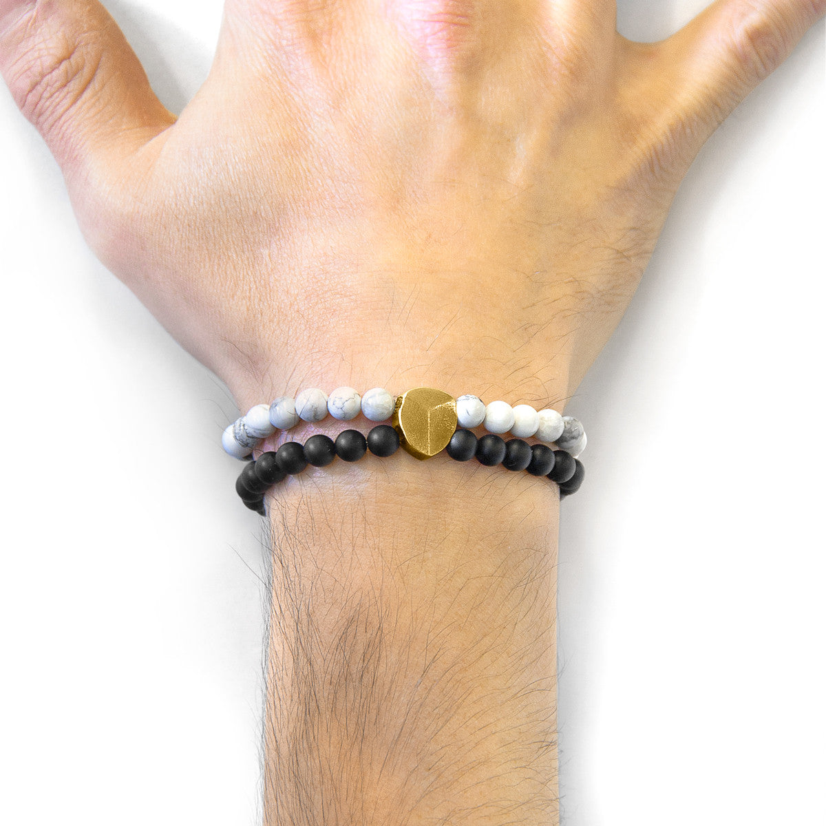White Howlite Iguazu Bracelet – 9ct Yellow Gold & Natural Stone Beads