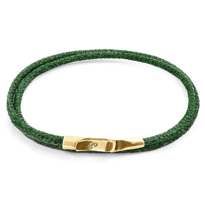 Racing Green Liverpool Bracelet – 9ct Yellow Gold & Stingray Leather