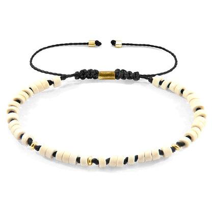 White Turquoise Percy 9ct Yellow Gold and Stone SKINNY Macrame Bracelet