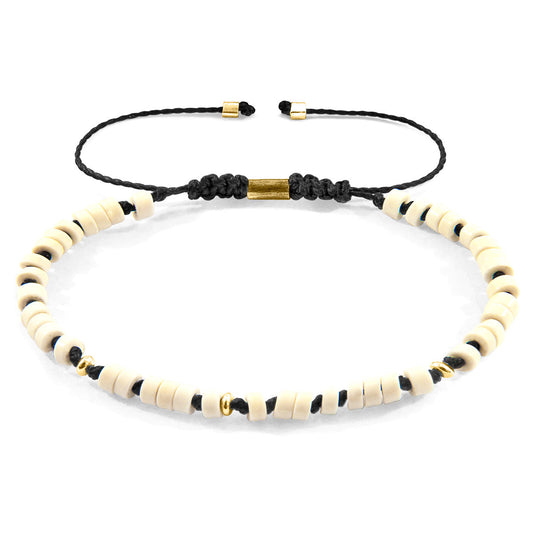 White Turquoise Percy 9ct Yellow Gold and Stone SKINNY Macrame Bracelet