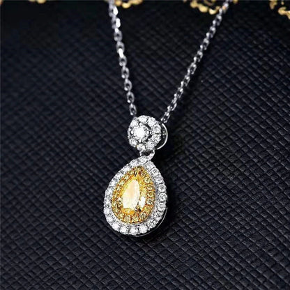 Diamond Necklace 18k Gold 0.26 ct Natural Yellow Diamond Charm Necklace