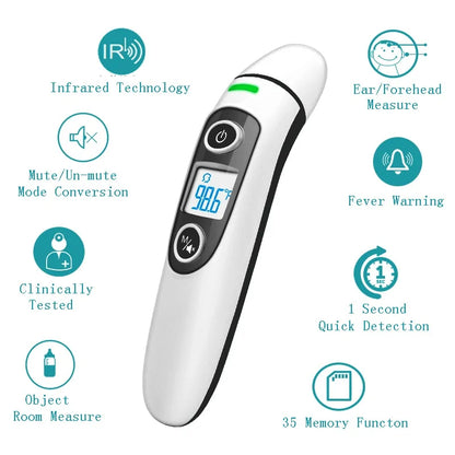 Health Care Baby Thermometer Digital Infrared IR LCD Baby Forehead and Ear Non-Contact Adult Body Fever Measurement Termometro