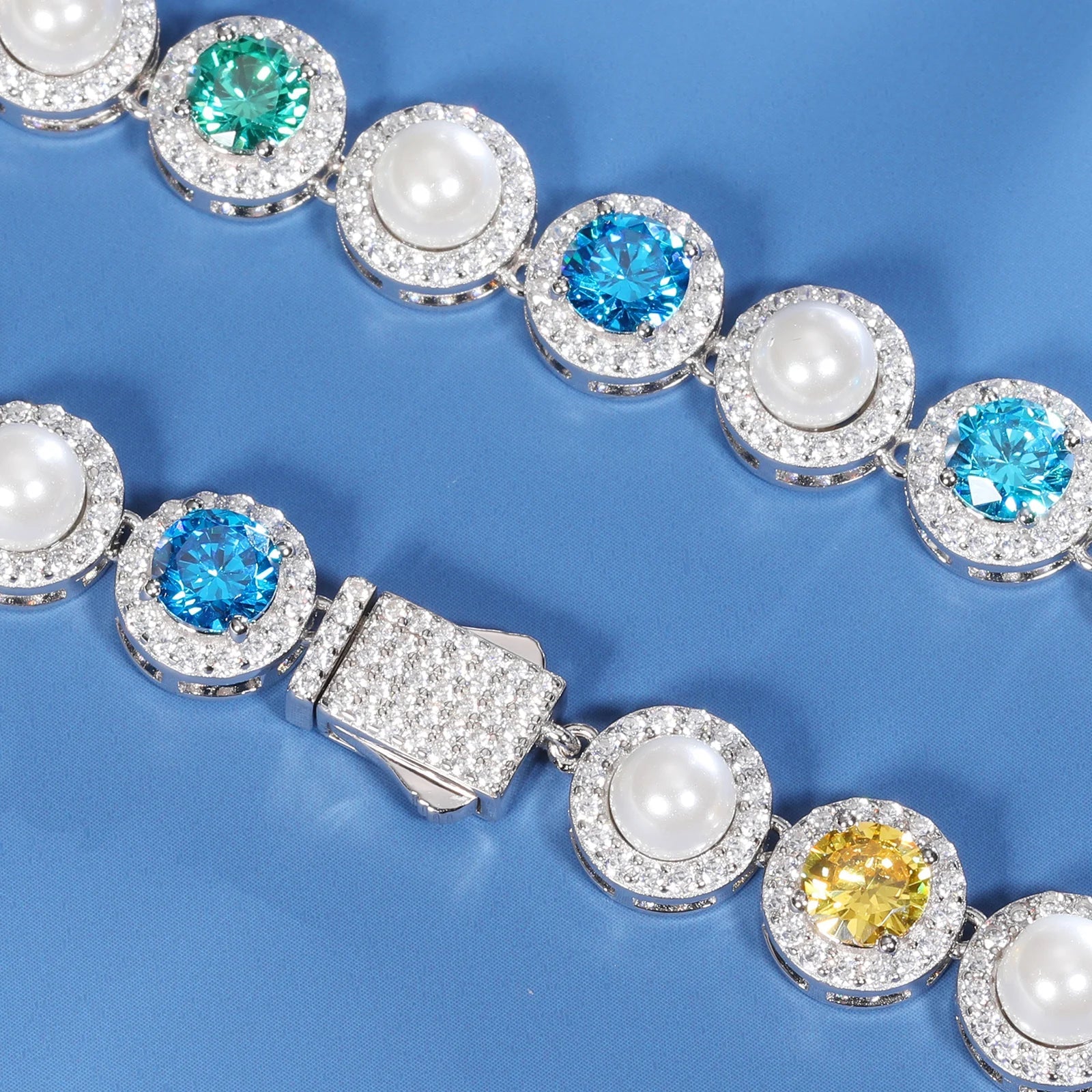 Pearl & VVS Moissanite Cluster Tennis Necklace  - Luxury Jewelry
