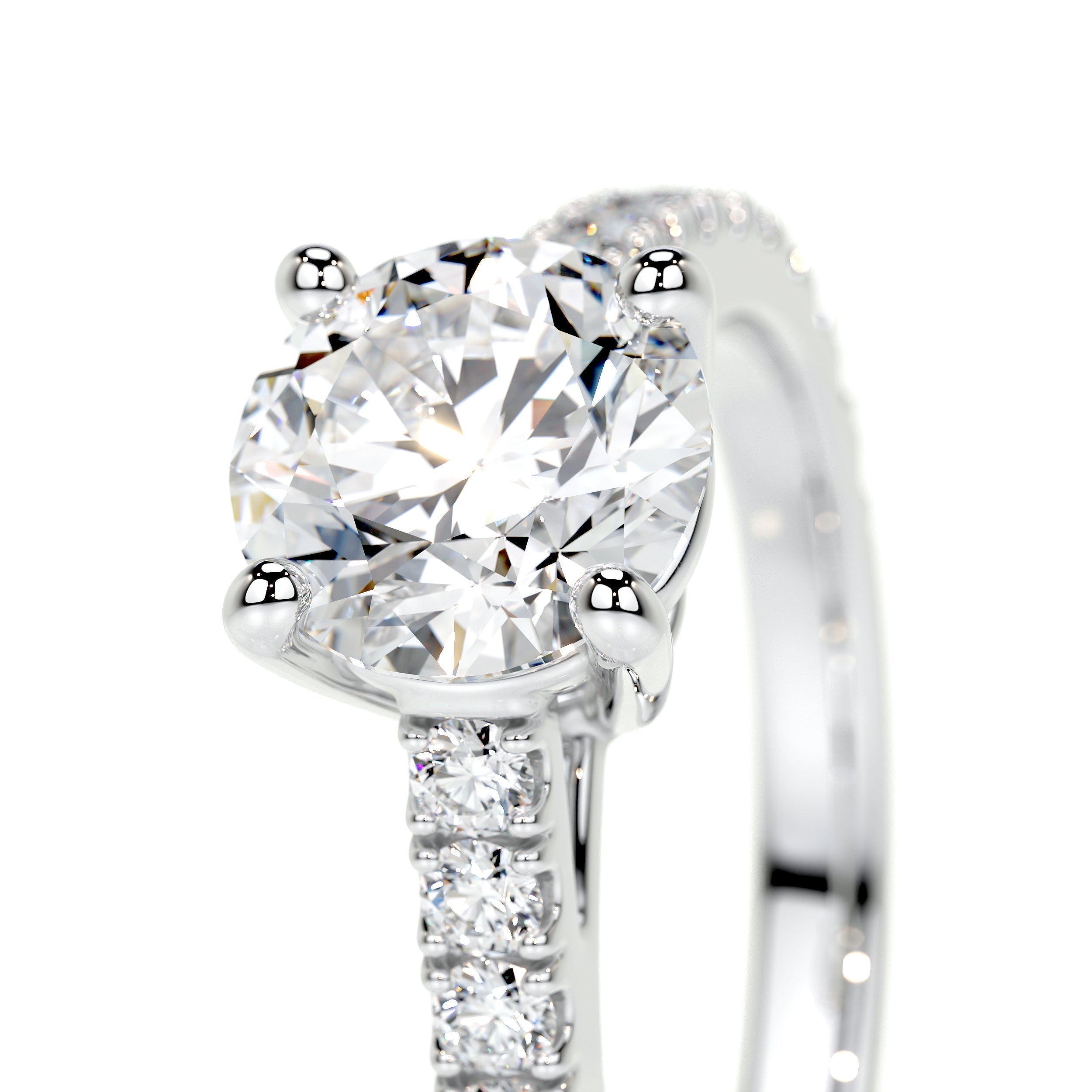 Round Brilliant Lab Grown Diamond Channel Setting Engagement Ring (F/Vs) in 14K White Gold