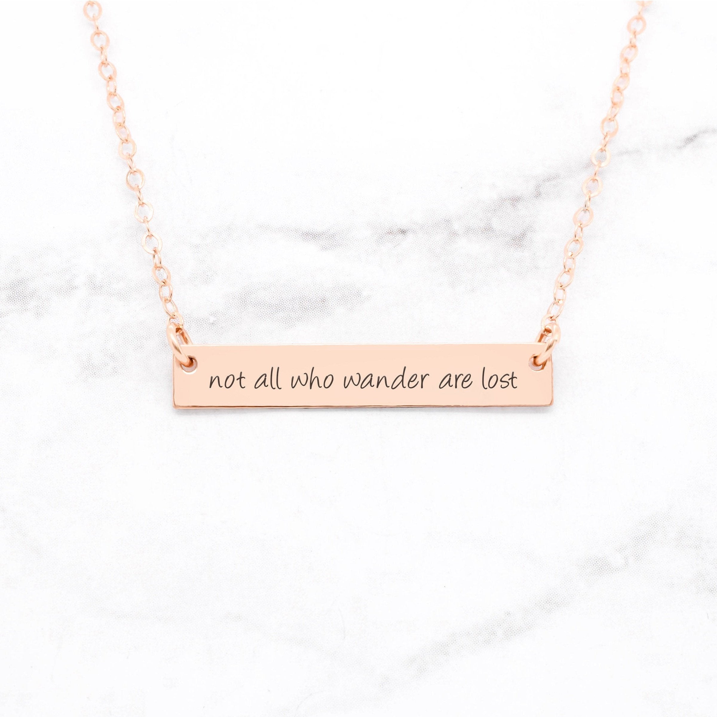Not All Who Wander Are Lost - Sterling Silver Quote Bar Necklace - Luxury Jewelry