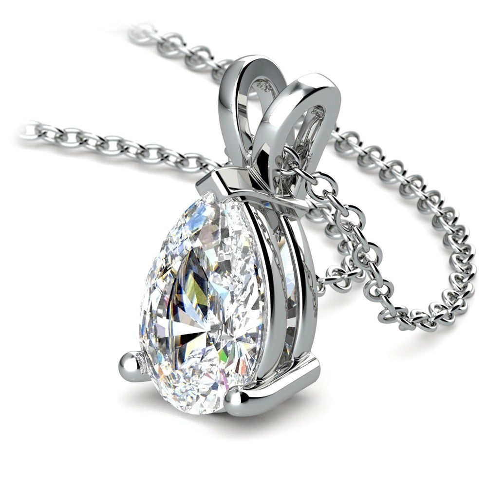 AGI Certified 2.00 CTW Pear Cut Lab-Grown Diamond (F/Vs) Pendant in 14K White Gold