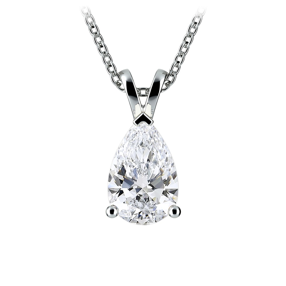 AGI Certified 2.00 CTW Pear Cut Lab-Grown Diamond (F/Vs) Pendant in 14K White Gold