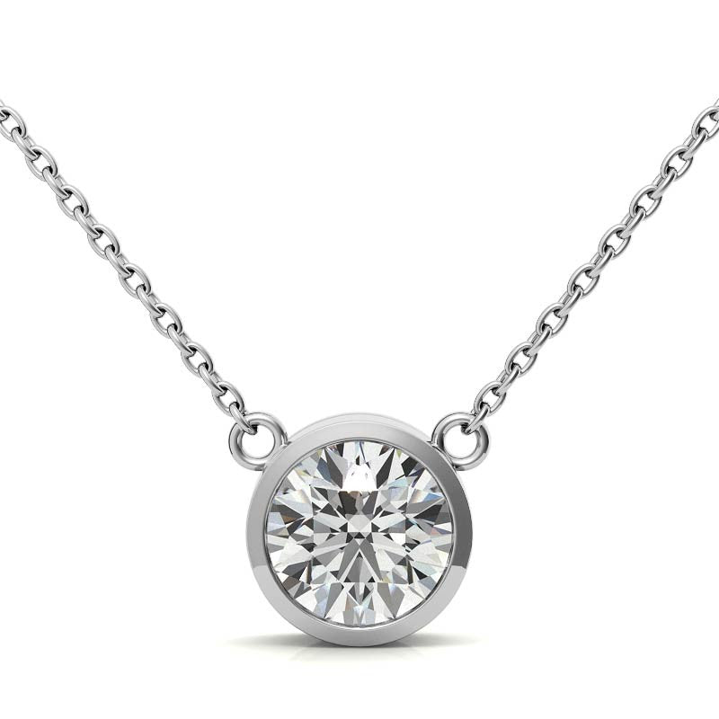 AGI Certified 2.00 CTW Prong Set Round Lab Grown Solitaire Diamond Pendant (G-Vs) in 14K White or Yellow Gold