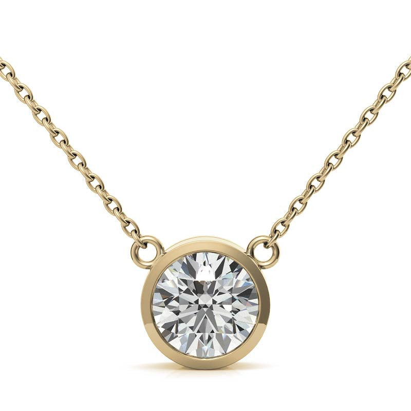 AGI Certified 2.00 CTW Prong Set Round Lab Grown Solitaire Diamond Pendant (G-Vs) in 14K White or Yellow Gold