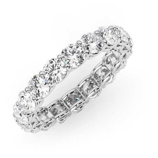 2 CTW Round Lab Grown Diamond Eternity Band, 14K White Gold, AGI Certified