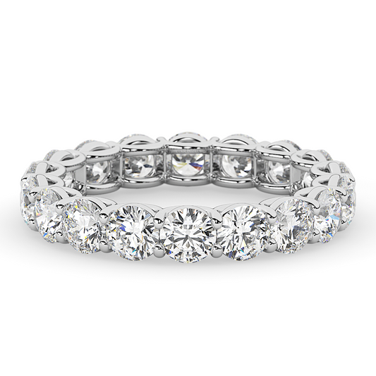 2 CTW Round Lab Grown Diamond Eternity Band, 14K White Gold, AGI Certified