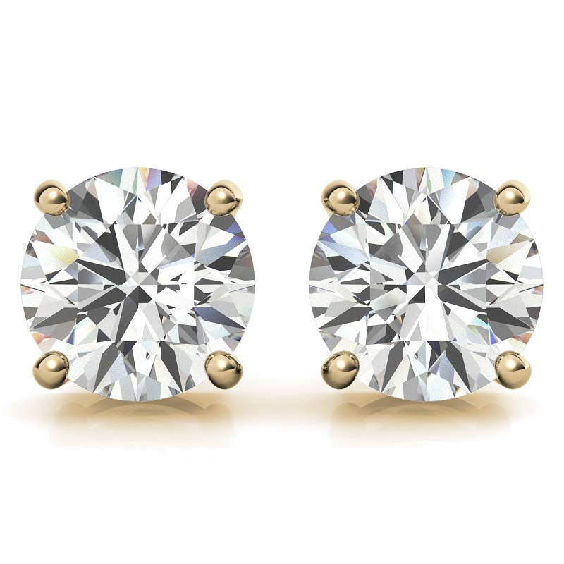 2.50 CTW AGI Certified Lab Grown Diamond (G-Vs Clarity) Stud Earrings in 14K White or Yellow Gold