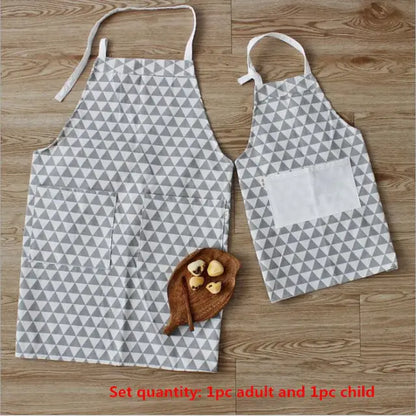 Parent-child Adjustable Cotton Linen Apron