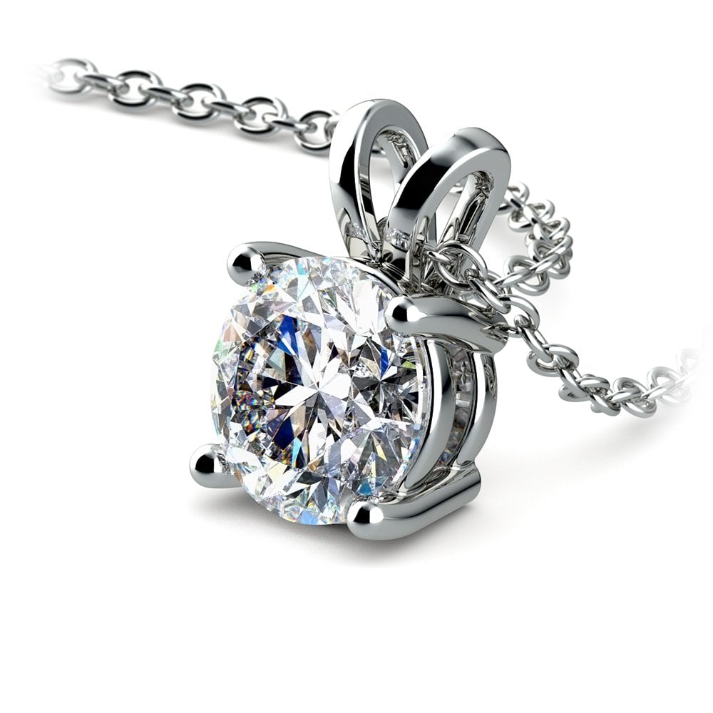 AGI Certified 2.00 CTW Prong Set Round Lab Grown Solitaire Diamond Pendant (G-Vs) in 14K White or Yellow Gold